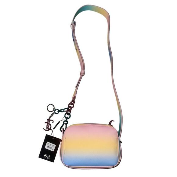 Juicy Couture Rainbow Tie-Dye Jasmine Squared Faux Leather Crossbody Bag & Charm - Picture 7 of 14